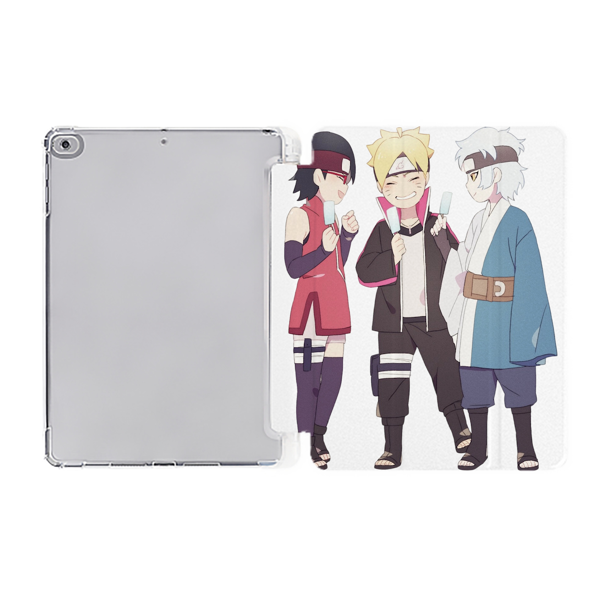 （画像用） NARUTO -ナルト- うちは サラダ Uchiha Sarada IPad ケース ペン収納付き 三つ折りスタンド PUレザー×シリコン 対応機種9.5/10.5/10.9インチ